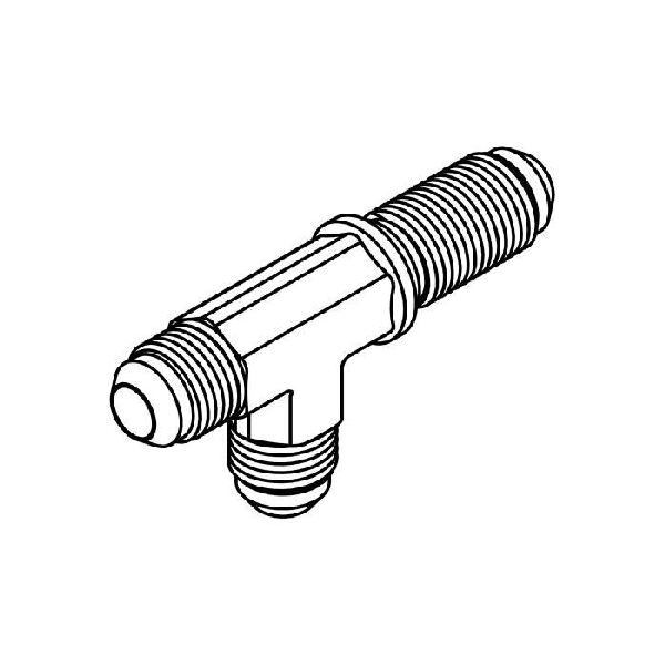 Bulkhead Union Run Tee, Series: 2704, 7/16-20 Nominal, 37 deg Male JIC End Style, Steel, Trivalent Chromate Plated, Silver