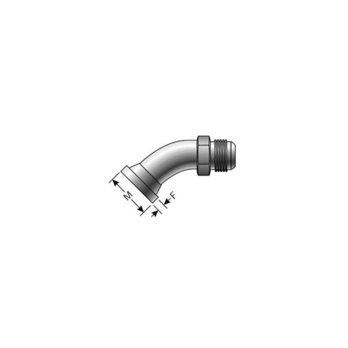 Hydraulic Elbow Adapter, High Pressure SAE to SAE, Series: G60, 1-5/16-12 Nominal, Code 62 O-Ring Flange Heavy x 37° Male JIC Flare, 45°, 6000 psi, Steel