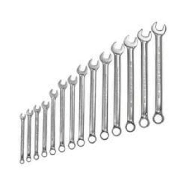Combination Wrench Set, Anti-Slip, Metric System of Measurement, 7 to 20 mm Size, 14 Piece, Specifications: 12 Point, Open End Drive, Full Polished