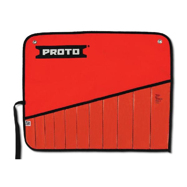 Tool Roll, Specifications: 14 Pockets, Canvas, Red, 10 in L x 11 in W x 0.1 in H Dimensions