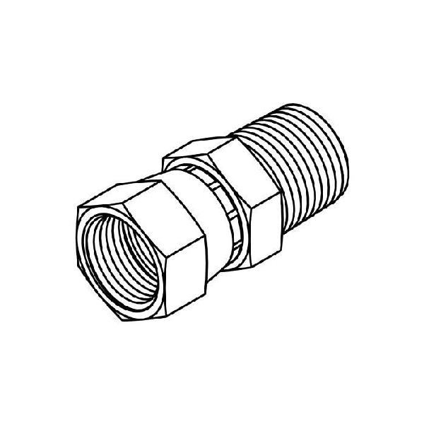 Hydraulic Adapter, 3/4-16 x 1/2-14 Inch Nominal, Female JIC Swivel x Male Pipe, Domestic Steel