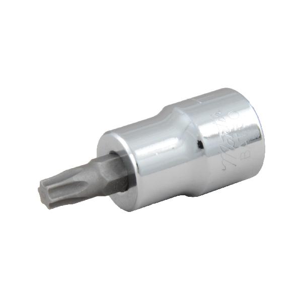 Socket Bit, Torx, Measurement System: SAE, 3/8 Inch Drive, Torx® Bit, T20 Bit, 0.59 Inch Bit Length, 0.69 Inch Drive End Width, 1.65 Inch Overall Length, Alloy Steel, Polished Chrome