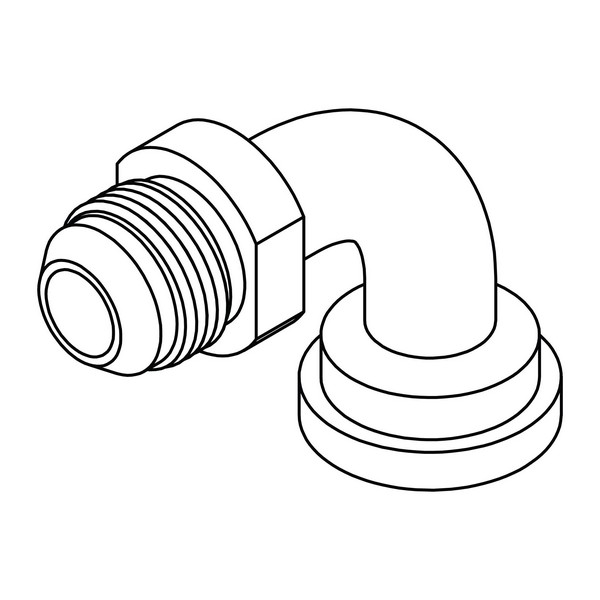 Hydraulic 90° Flange Elbow, 1 5/16-12 Inch Male JIC, 1 Inch Code 62 Flange, Steel