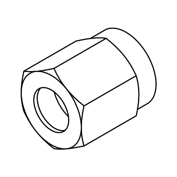 Tube Nut, 7/8-14 Inch Flareless Female JIC, Steel