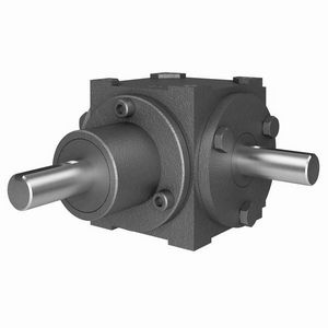 Bevel Gear Reducer, 1.5:1 Gear Ratio, 1.57 HP, Shaft Input, Shaft Output, 5/8 Inch Diameter x 1-17/32 Inch Length Input, 5/8 Inch Diameter x 1-1/2 Inch Length Output, 1166.7 RPM Output Maximum Speed, 1750 RPM Input Maximum Speed, 84 in-lb, 4-9/16 Inch Centre Distance, Four-Bolt Surface Mount, Cast Iron
