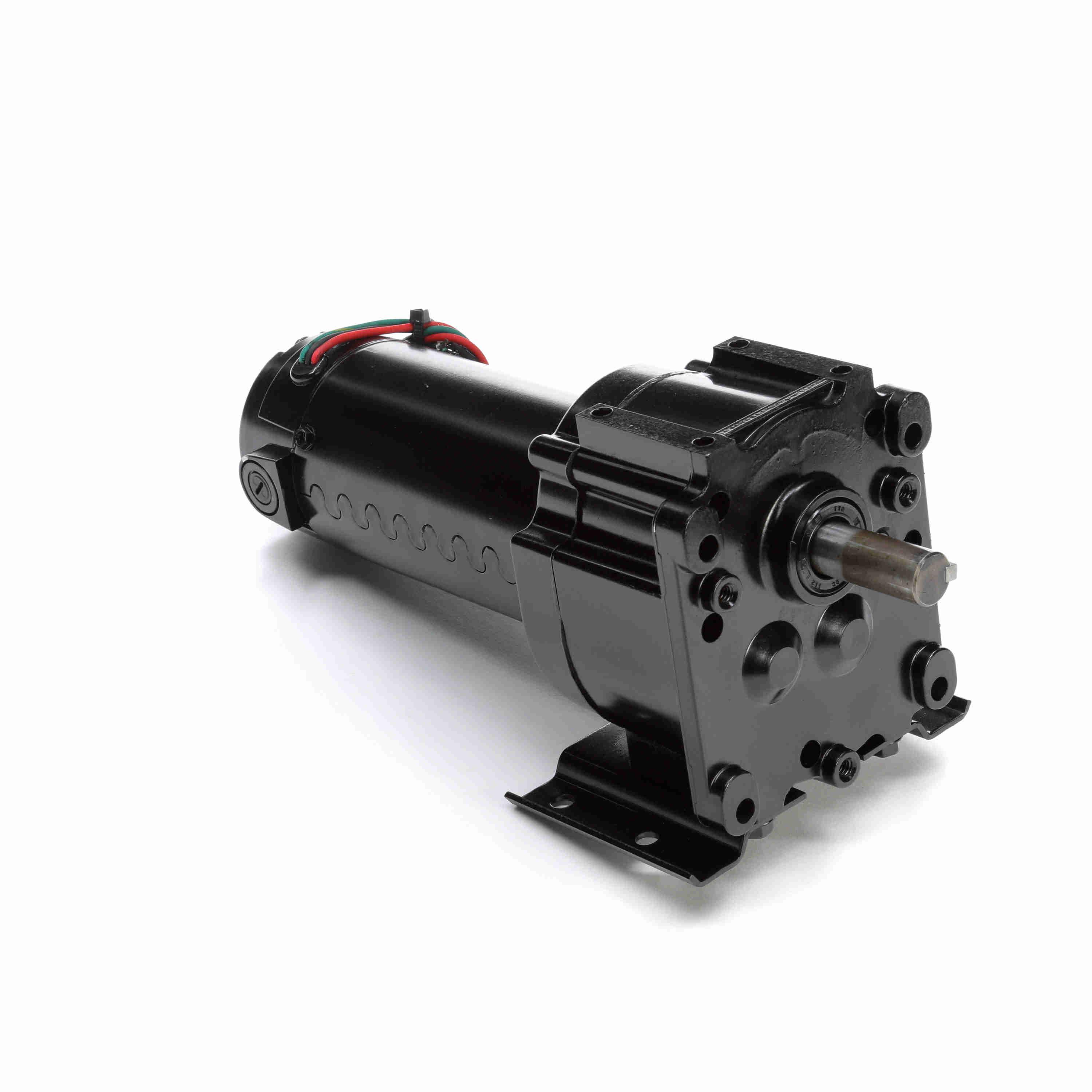 Gear Motor, 0.13 hp, 31 RPM Maximum, 0.63 in Shaft Dia, 1-1/2 in Shaft Length, Reversible, 220 in-lb, 58:1 Gear Ratio, Helical/Spur Gear, Ball Bearing, 327 lb Overhung Load, Special Mount, 40 °C Ambient, Class F Insulation, Totally Enclosed Nonvented (TENV), Steel Housing