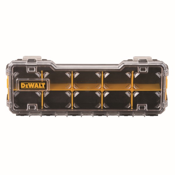 Organizer, 6-5/8 in Width, 17-5/8 in Depth, 2-7/8 in Height, 10 Compartments, Polycarbonate, Black/Yellow
