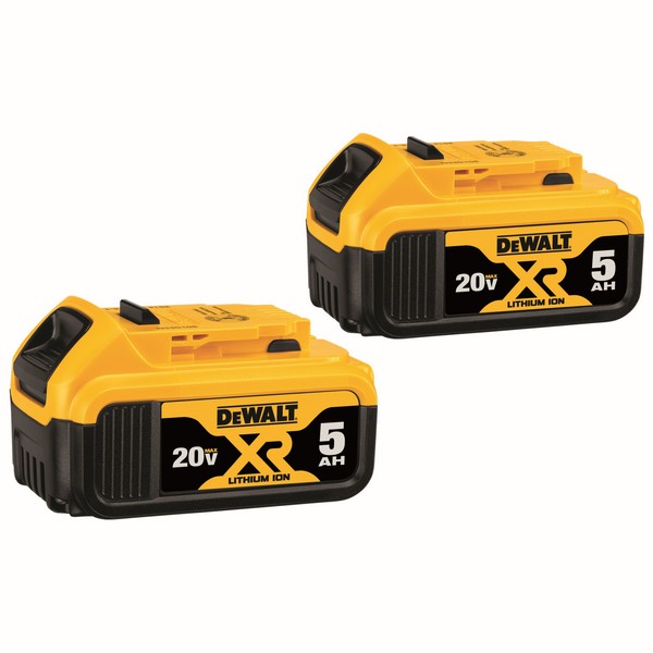 Battery Pack, Premium, Bare Tool/Kit: Bare Tool, Lithium-Ion Battery, 5 Ah Battery, 20 VDC Charge, 1.5 hr Charging, For Use With: Entire Line of DEWALT 20 V Tools