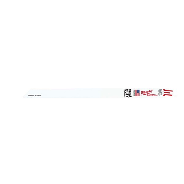 Reciprocating Saw Blade, Thin Kerf Profile, Series: SAWZALL®, 12 in Length, 3/4 in Width, 0.035 in Thickness, 18 TPI, 1/2 in Tang, Universal Tang, Bi-Metal Cutting Edge