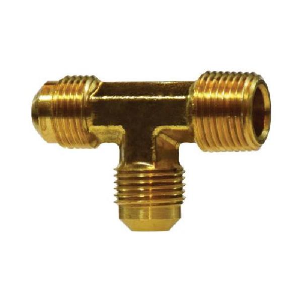 Run Tee, Fitting/Connector Type: Tee, 3/8 Inch Nominal, SAE Male Flare x Male NPTF x SAE Male Flare, 0.032 Inch Thickness, 1000 psi, -65 to 250 °F, CA377 Brass, 2 Inch Length, Forged