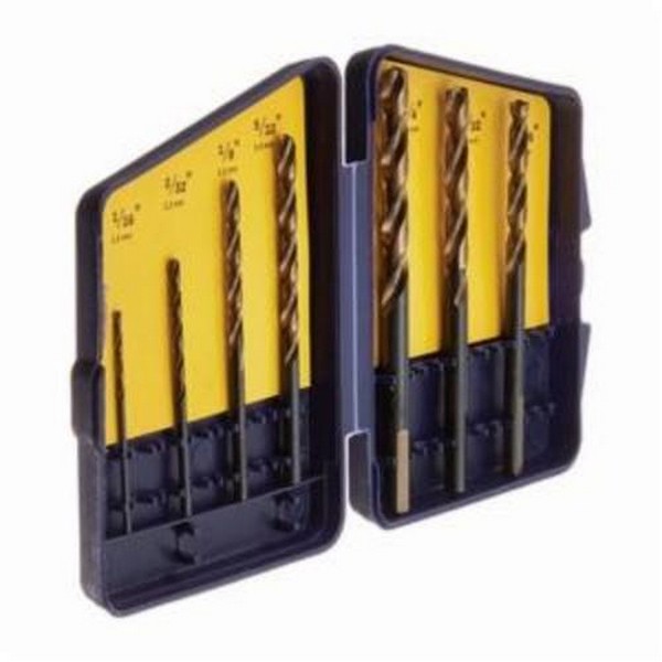Jobber Length Drill Bit Set, General Purpose, Imperial System of Measurement, 7 Piece, High Speed Steel