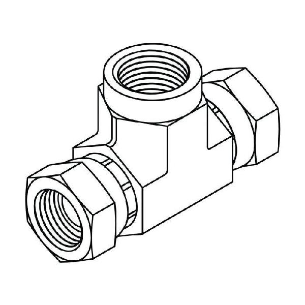 Branch Tee, Series: 1602, 1/2-14 x 3/8-18 x 3/8-18 Nominal, FNPT x Female Pipe Swivel x Female Pipe Swivel End Style, Steel, Trivalent Chromate Plated, Silver