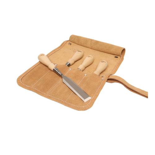 Chisel Set, Series: Classic 750, 1/4 to 1 in Chisel, 9 in Overall Length, 4 Chisels, 4 Piece, Socket Style, 16-782 1/4 x 9 in, 16-785 1/2 x 9 in, 16-787 3/4 x 9 in, 16-788 1 x 9 in Chisel, Tool Roll and Pouch Set Contents, High Carbon Chrome Steel, B