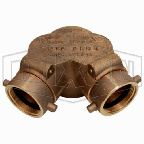 Bottom Outlet Double Clapper, Siamese Connection, Fitting/Connector Type: Clapper, 2-1/2 x 4 Inch Nominal Size, Female NST (NH) x FNPT, 175 psi, Brass, Domestic