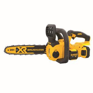 Chain Saw, Brushless Compact Cordless, Bare Tool/Kit: Kit, Series: XR®, 0.043 in Bar/Chain, 12 in Bar/Chain Length, 3/8 in Pitch, 4200 RPM Speed, Automatic Bar/Chain Oiler, 20 V, Lithium-Ion Battery, 5 Ah Battery, Trigger Switch Control, Black/Yellow