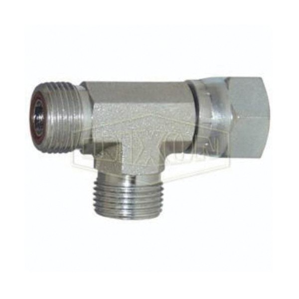 Run Tee, 1-3/16-12 Nominal, Male Flat Face x Female Flat Face Swivel x Male Flat Face, 3000 psi, Steel, Zinc Plated, Domestic