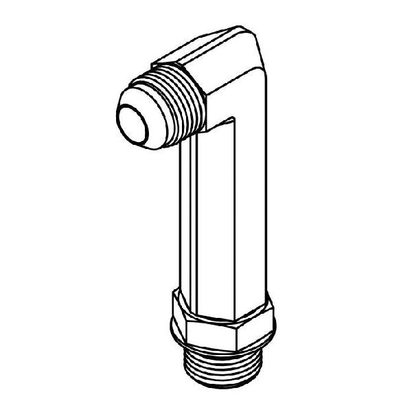 Elbow, Extra Extra Long, Series: 6801-LLL, 9/16-18 Nominal, 37 deg Male JIC x Male O-Ring End Style, 90 deg Angle, 3.06 in Length, Steel, Trivalent Chromate Plated, Silver
