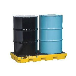 Accumulation Center, Series: EcoPolyBlend™, 2 Drums, 5-1/2 in Height, 25 in Length, 49 in Width, 24 gal Spill, 2500 lb Load, 45% Recycled Polyethylene, Yellow