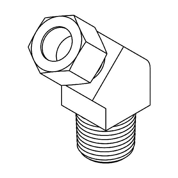 Tube to Pipe Elbow, 45 deg, Series: 67 Series, Elbow Fitting/Connector, 9/16-24 x 1/2-14 Nominal, Compression x MNPT End Style, Brass, Import