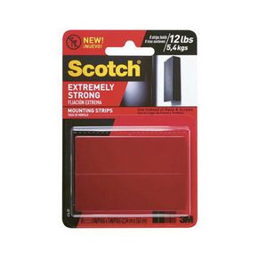 Tape, Mounting Strips, Series: 414H-ST, 3 in Length, 1 in Width, Black, Acrylic Foam Backing