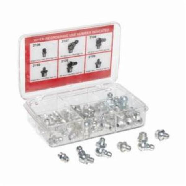 Grease Fitting Kit, 44 Piece, Steel, Trivalent Zinc Plated