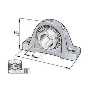 Plummer Block Housing Unit, Series: PASEY-XL, 20 mm Inside Diameter, 33.3 mm Base to Bore Centerline, 130 mm Overall Length, 64 mm Overall Height, Compatible Bearing Type: Radial Insert Ball Bearing, 97.5 mm Bolt Center-to-Center Length, 32 mm Base Width, Flake Graphite Cast Iron