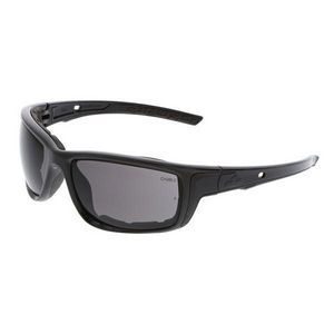 Safety Glass, Dual Lens, Series: Swagger® SR5, MAX6 Anti-Fog Lens Coating, Gray Lens, Balanced/Lightweight, Charcoal Frame, Polycarbonate Frame, Polycarbonate Lens, Yes UV Protection, Charcoal Bayonet Temple, Specifications Met: ANSI Z87+