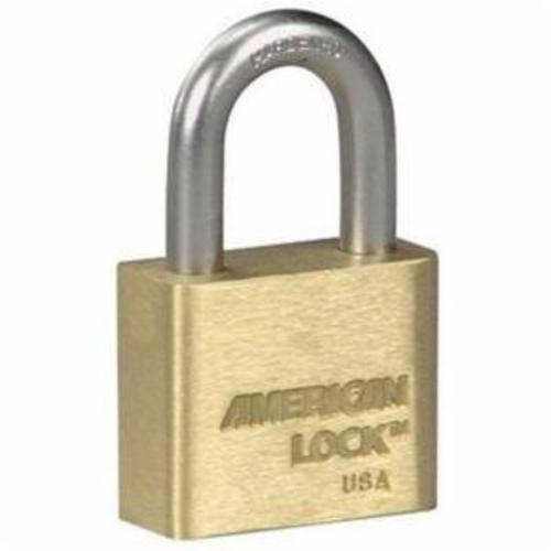 Safety Padlock, Different Key, Brass Body, 5/16 in Shackle Dia, 1-1/8 in Shackle Height, Boron Alloy Steel Shackle, 1-3/4 in Body Width, 3/4 in Body Thickness, Double Ball Bearing
