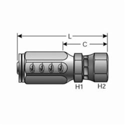 Hydraulic Coupling, Straight, 1/2 Inch Hose ID, 13/16 Inch Stem Hex, 3.24 Inch Length, Steel