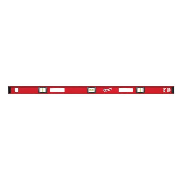 Magnetic I-Beam Level, Heavy Duty, 0.0005 in Accuracy, 48 in Length, 1 in Width, 2-1/4 in Height, 3 Vials, Aluminum, Black/Red