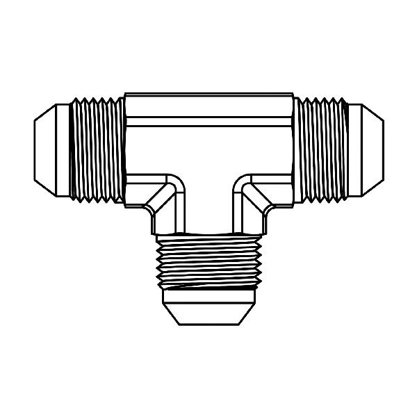JIC Union Tee, Series: 2603, 1-7/8-12 x 1-5/16-12 x 1-5/16-12 Nominal, Male JIC 37 °Flare, Stainless Steel, Import