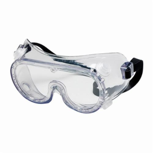 Crews Protective Goggles, Indirect Vented Scratch Resistant, Series: Standard Goggle, Universal, Duramass® Hard Coat Lens Coating, Clear Lens, OTG, Clear Frame, PVC Frame, Polycarbonate Lens, Rubber Strap, Specifications Met: ANSI Z87+, 99.9 % UV Pro