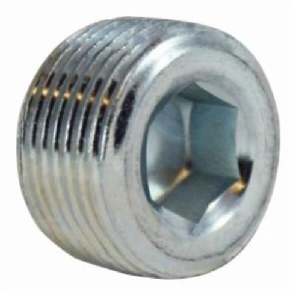 Countersunk Plug, Hex Socket, Fitting/Connector Type: Plug, 1/8 Inch Nominal, NPTF End Style, 1010 Carbon Steel, Galvanized, 0.29 Inch Length, Domestic