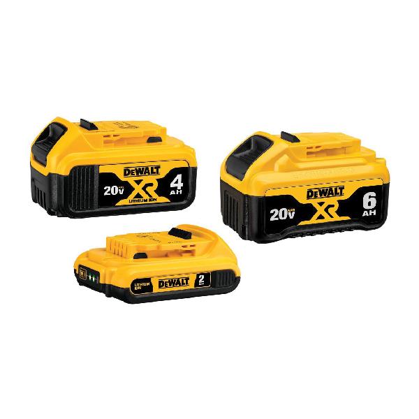 Battery, Bare Tool/Kit: Kit, Lithium-Ion Battery, 6, 4 and 2 Ah Battery, 20 V Charge, For Use With: 20 V Cordless Tools and Chargers