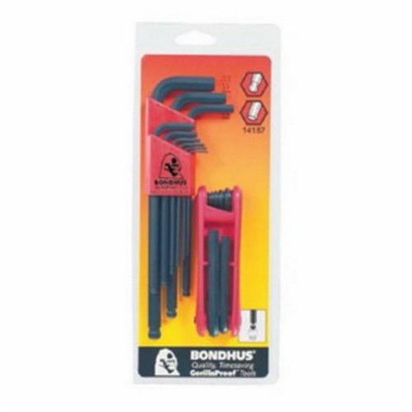 Key Set, Series: GorillaGrip®, Measurement System: Metric, 16 Piece, 1.5 to 10, 2 to 8 mm Hex, L-Handle Handle, Protanium® High Torque Steel, ProGuard™, Black