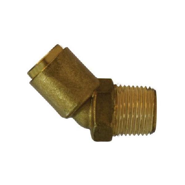 Tube To Pipe Elbow, 45°, 45° Elbow Fitting/Connector, 1/2 Inch Nominal, Push-In x MNPTF End Style, 150 psi Pressure, -40 to 200 °F, CA377 Brass, Forged Method of Manufacture