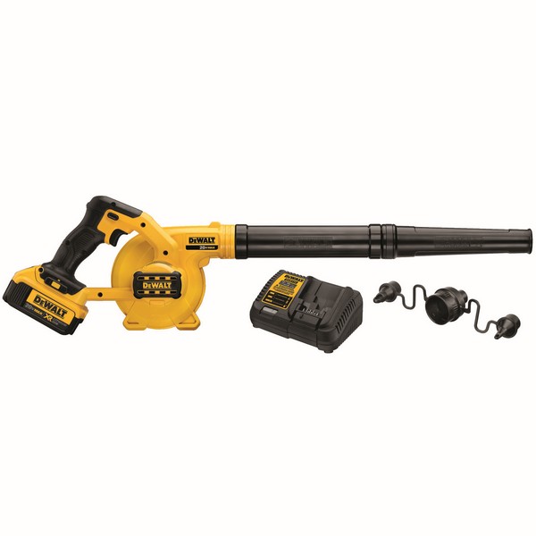 Cordless Blower Kit, Compact Jobsite, 100 cfm Air Flow, 135 mph Air, Lithium-Ion Battery, 20 V Battery, 4 Ah Battery, 3 hr Recharge, 1 Battery, 96 dB Sound Level, 3 Speed, Variable Speed Trigger/Lock-On Control, Plastic, Black/Yellow