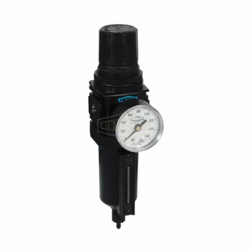 Compact Filter/Regulator, Self-Relieving, Series: B18, 1/2 Inch NPT/BSPP-G, 121 scfm, 150 psig, Polycarbonate Bowl, 5 to 125 psig, Zinc