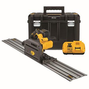 Track Saw, Cordless, Kit, 6-1/2 in Blade, 5/8 in, 1750 to 4000 RPM, Bevel Capacity: 47 deg, Cut at 90 Deg: 2-1/8 in, Cut at 45 Deg: 1-5/8 in, Right Blade Side, 60 VDC, Lithium-Ion Battery Type, 6 Ah Battery, Plunge Trigger Control, 12 in L x 10-1/2 i