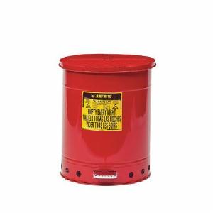 Oily Waste Can, Foot Operated, 14 gal, 16-1/16 in Dia, 20-1/4 in Height, Galvanized Steel, Powder Coated, Red