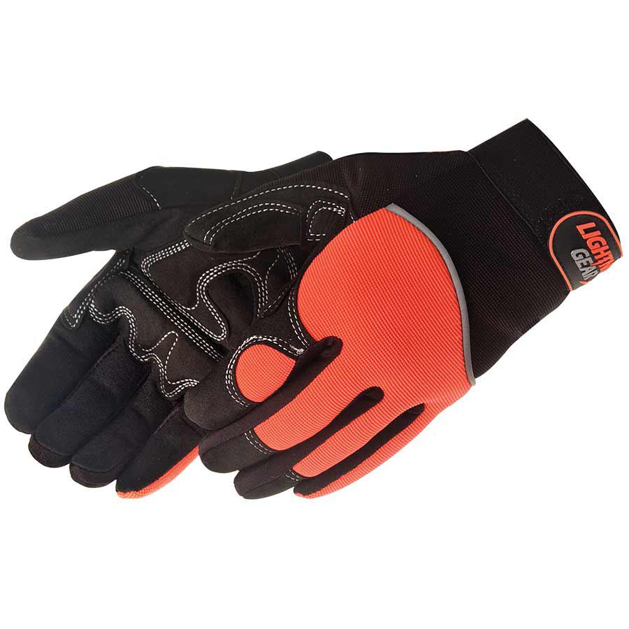 General Purpose Work Glove, Series: 0916, XL Size, Synthetic Leather, Black/Blue, Spandex Lining, Hook and Loop Closure