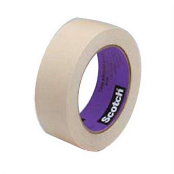 Masking Tape, Solvent-Resistant, 55 m Length, 36 mm Width, White, Natural Rubber Adhesive, Crepe Paper Backing, 39 in-oz Adhesion Strength, 29 in-lb Tensile Strength