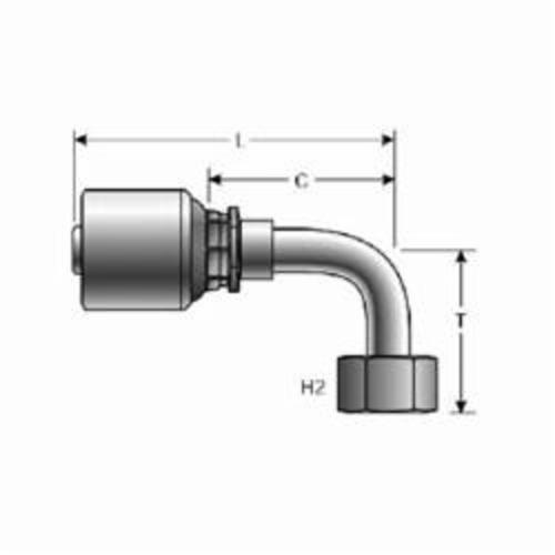 Hydraulic Coupling, Medium Bent Tube, Series: G25, 1/4 in x 7/16-20 Nominal, Hose x 37° Female JIC Flare Swivel, 90°, 14 mm Nut Hex, 2.48 in Length, Steel, Domestic