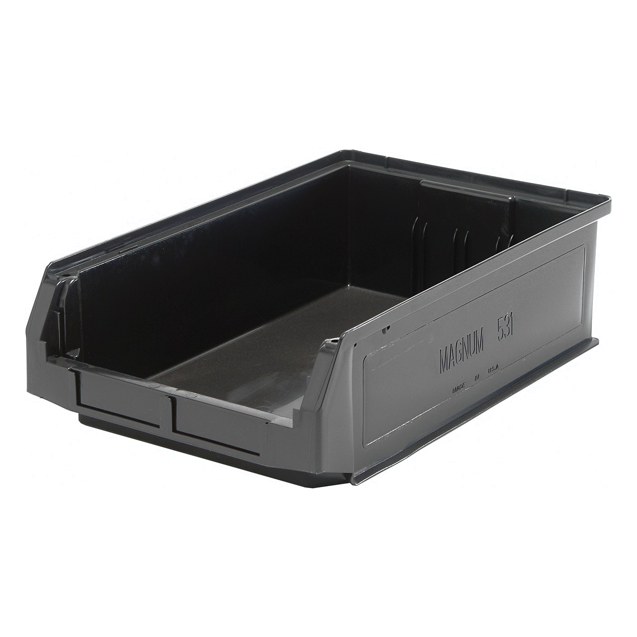 MAGNUM Recycled Shelf Bin, Heavy Duty, Series: QMS531, 19-3/4 in Outside Length, 12-3/8 in Outside Width, 5-7/8 in Outside Height, 17-3/4 in Inside Length, 11-1/4 in Inside Width, 5-1/8 in Inside Height, 0.83 cu-ft Volume, 150 lb Load, Injection Mold