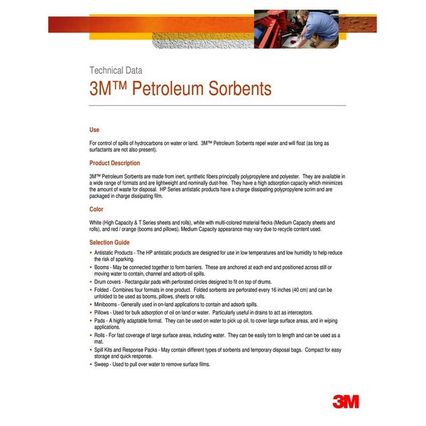 Petroleum Sorbent Pad, 200 Pads/Case