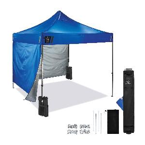 Pop-Up Tent Kit, Heavy-Duty Single Water Repellent, Series: 6051, 10 ft Length, 10 ft Width, 10 to 14 ft Height, 300D Polyester, Blue
