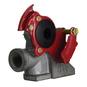 Gladhand, Emergency, Specifications: 37°, 1/2 Inch Port, Black Rubber Seal, Plated Aluminum, Red