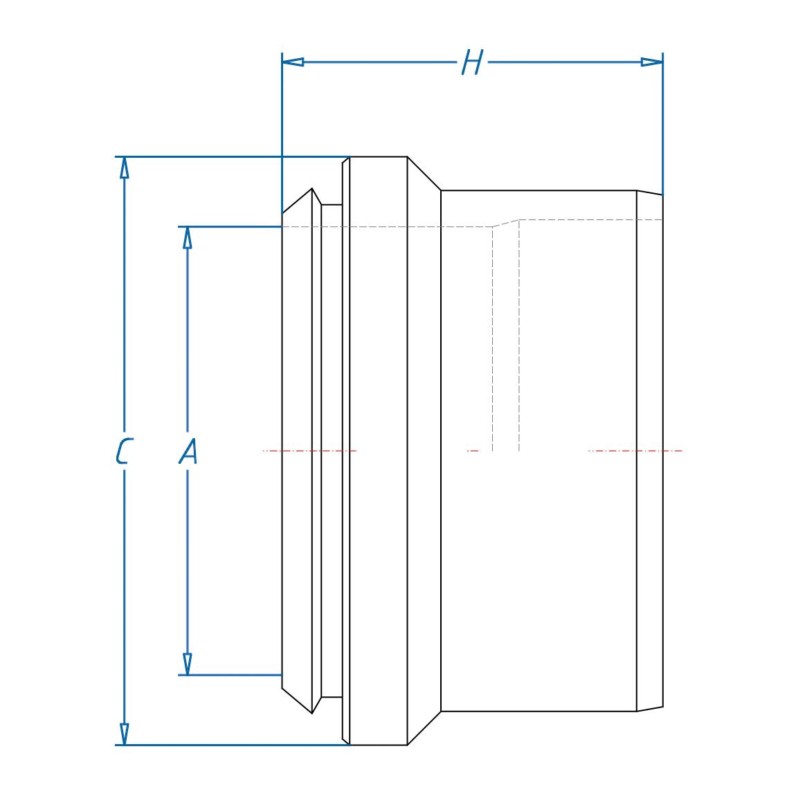 Hydraulic Ferrule, Series: C0319, 1/2 Nominal, 0.663 Inch Length, Steel, 0.663 Inch Length Dimensions