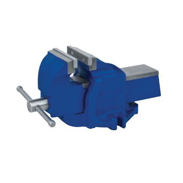 Mechanics Vise, Replaceable Jaw, 9-1/4 in Jaw Opening, 8 in Jaw Width, Cast Iron Jaw, 4 in Throat Depth, Stationary Base, Bolted-Down Mounting, Steel Handle, Fused Handle, Cast Iron, Blue