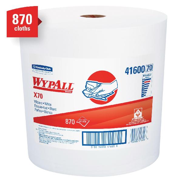 Cleaning Wiper, Long Lasting Reusable, Series: X70, 12.5 x 13.4 in Size, 870 Sheets Capacity, White, Hydroknit*